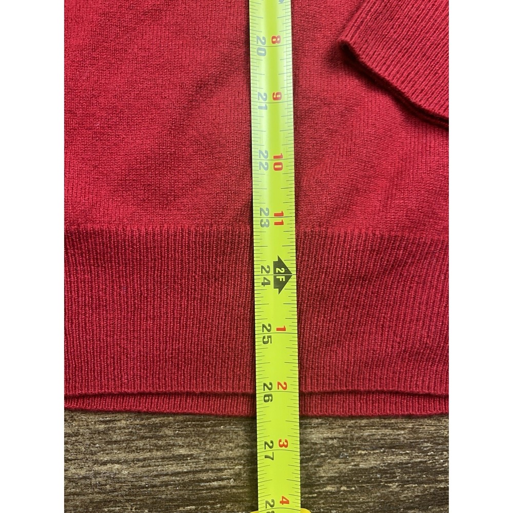 Alan Paine England Sweater Sz Large Red 100% Cashmere Knit V-Neck UK 44 / EU 52 - Picture 5 of 10